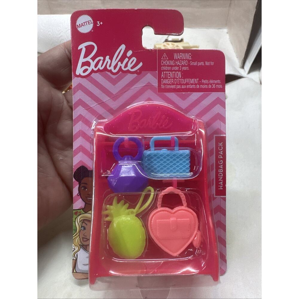 Mattel Barbie Accessories Toy 4 Pcs Fashion Doll Handbags with Storage Shelves